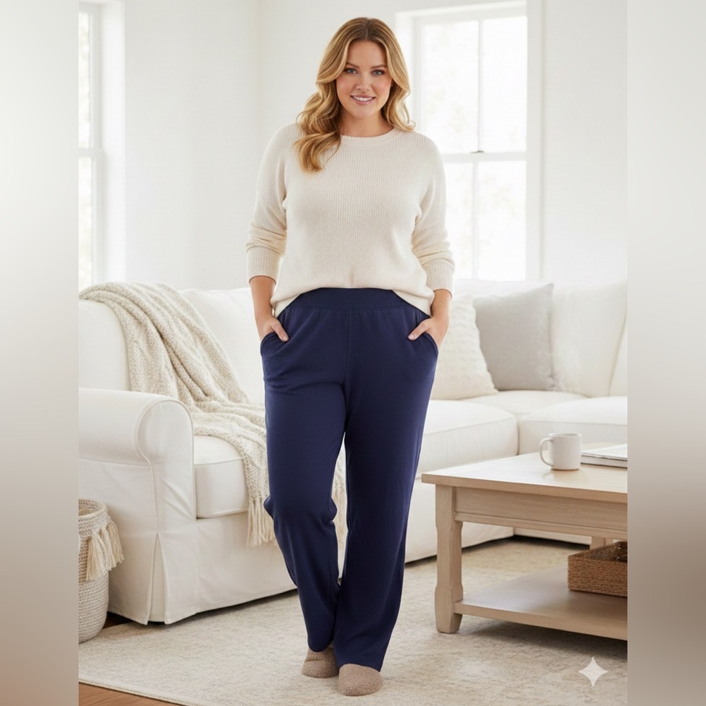 SIZE 1X NWOT QVC Candace Cameron Bure Navy Pull On Lounge Pant
